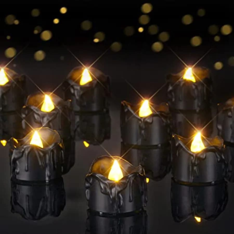 Candele LED Tremolanti Senza Fiamma a Batteria per Halloween, Sicure per Decorazioni con Zucche, Feste e Festività, 1 Pezzo