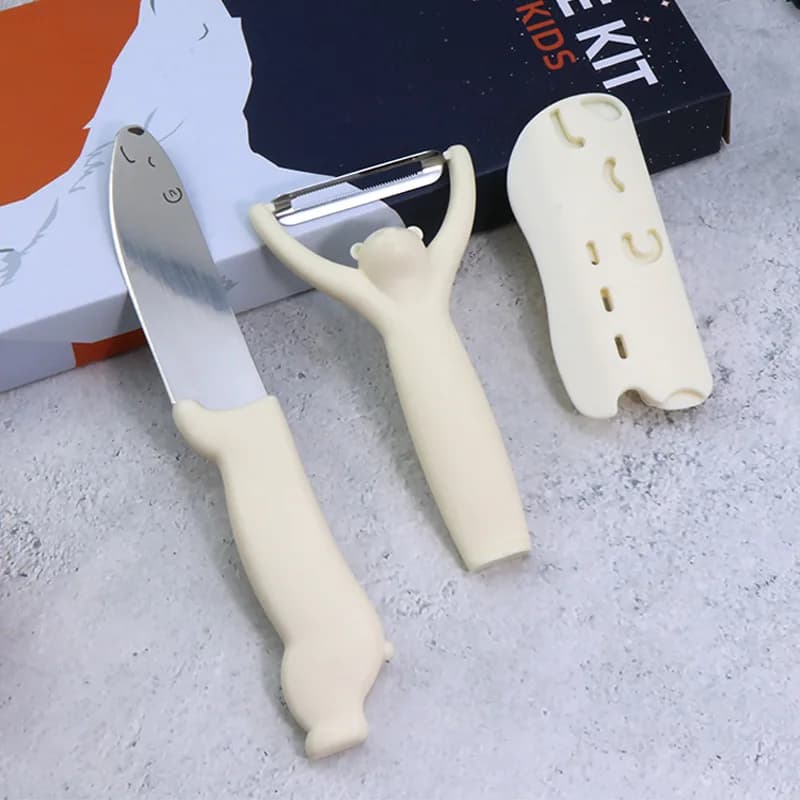 New paring knife Kitchen paring device Stainless steel multifunctional scraper Fruit cutting knife with protective cover Children's knife