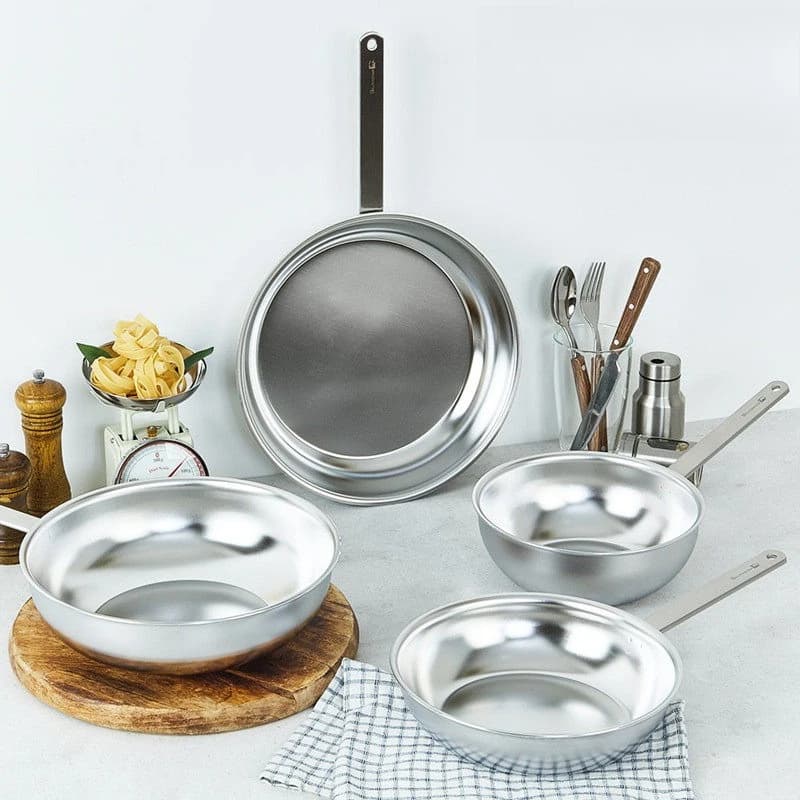 Mini Korean style stainless steel pan, medical grade non-coated pan for domestic use, compatible with gas and induction hob