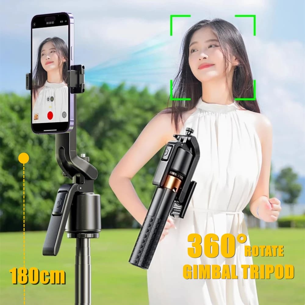 Stabilizzatori per giunti mobili con tracciamento automatico portatile da 180 cm/70,9 pollici Treppiede per selfie stick wireless per fotocamera d'azione GoPro del telefono