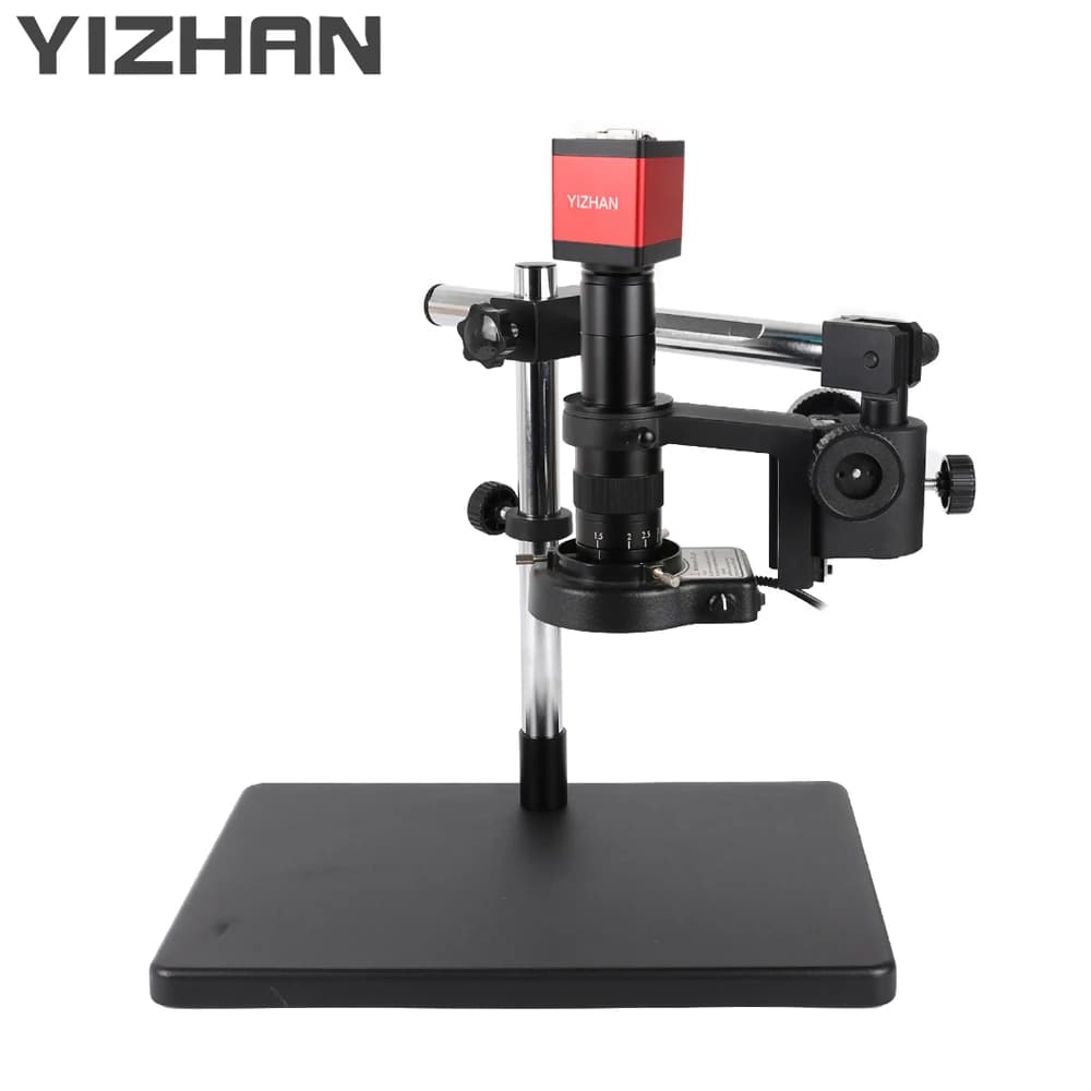 Microscopio Monoculare YIZHAN con Fotocamera, Zoom 180X, Lente Regolabile, Luce ad Anello Compatta per Saldatura PCB