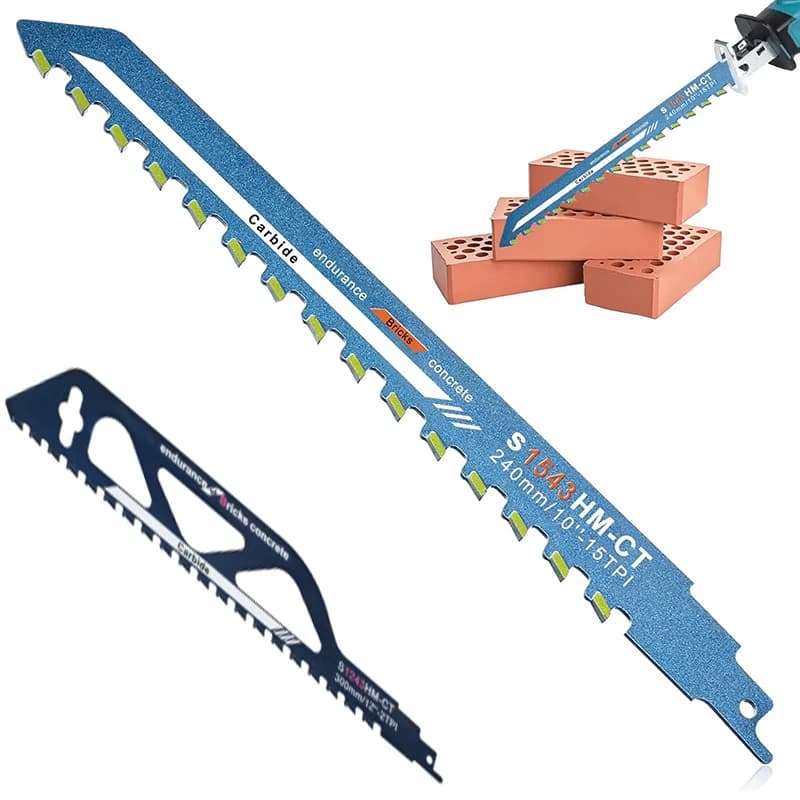 Lama per sega alternativa per muratura da demolizione Lama in lega dura per il taglio di mattoni, legno, metallo, tubi in PVC, cemento poroso, utensile manuale