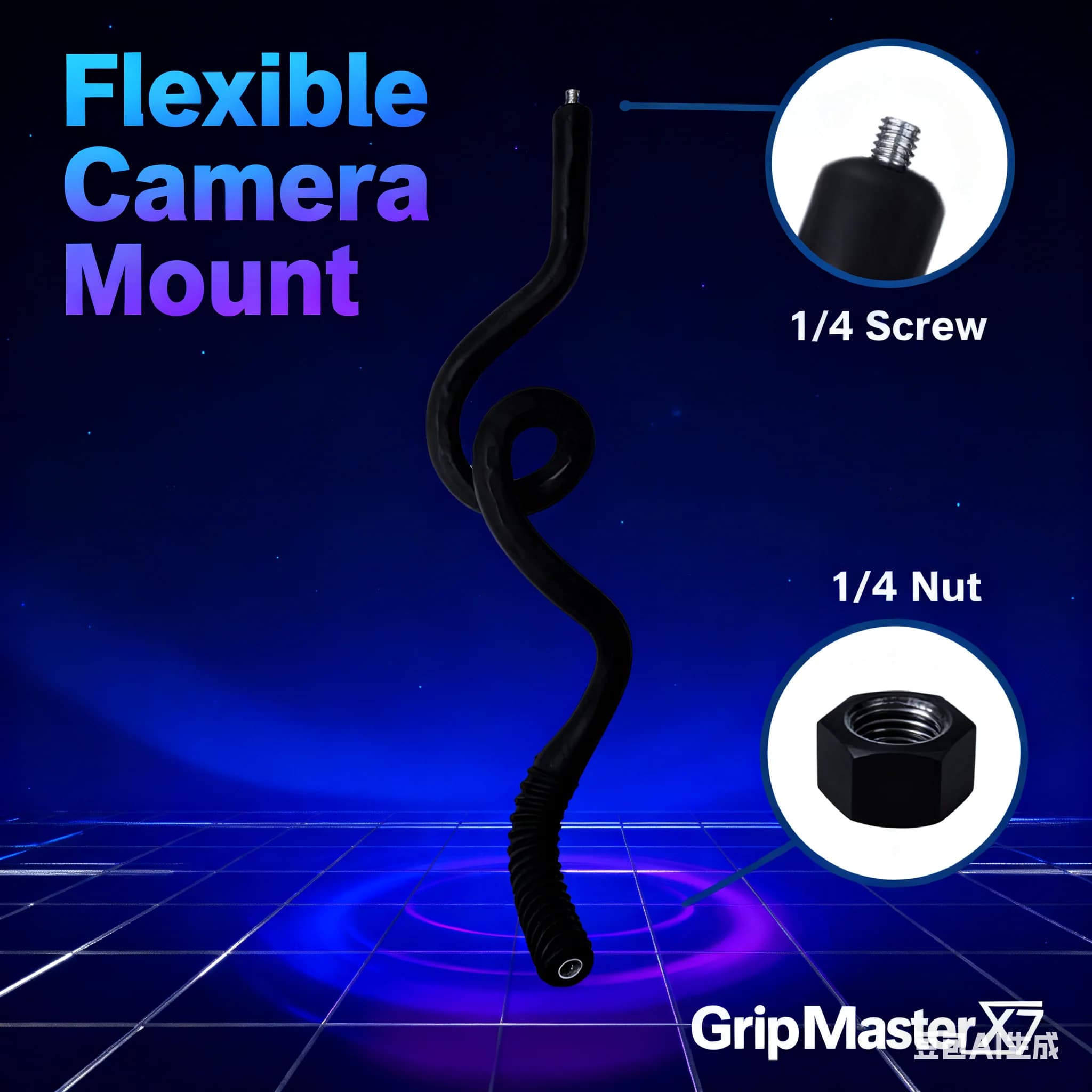 360 ° Braccio flessibile girevole - Supporto per treppiede pieghevole portatile, per GoPro Hero13/DJI Action5/Insta360 X5/Ace Pro
