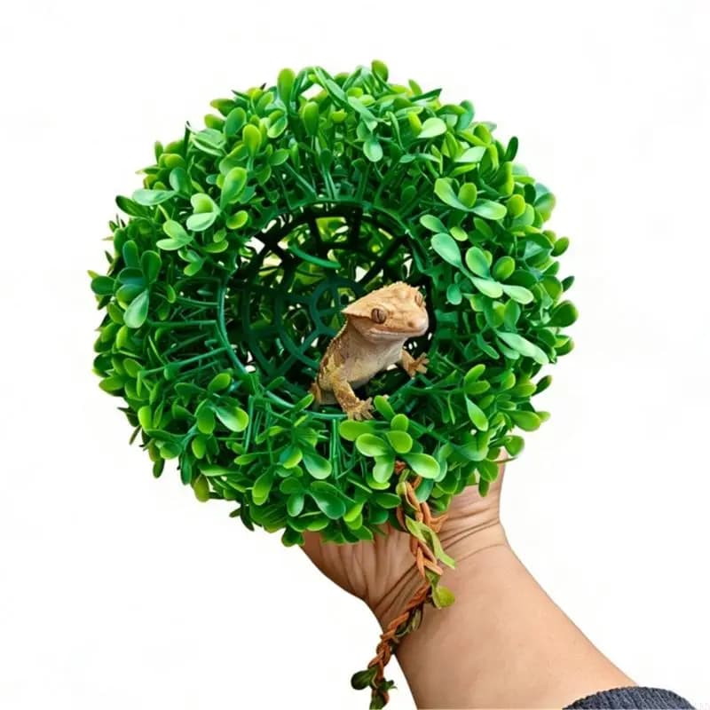 62KD Realistic Artificial Grass Ball Plant Hideouts For Reptiles Terrarium Decoration