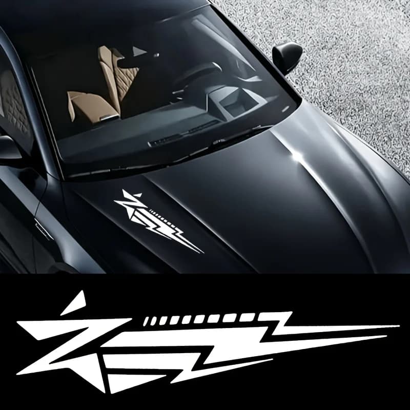 1pc Cool Lightning Storm Sports Style Vinyl Sticker Waterproof Car Hood Modification Decal For Motorcycle Helmet Decor