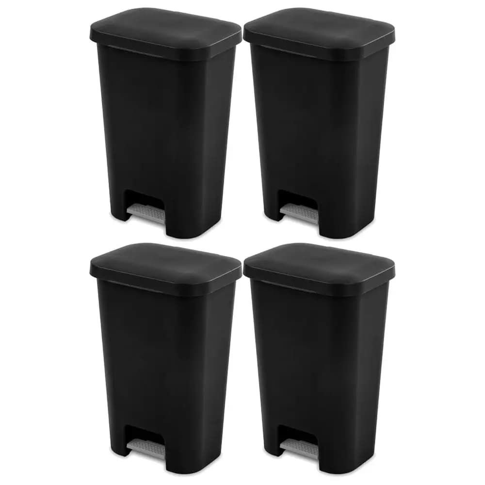 Sterilite Cestino per Rifiuti da Cucina in Plastica da 11,9 Galloni con Apertura Larga e Manico Comodo per Interni, Nero