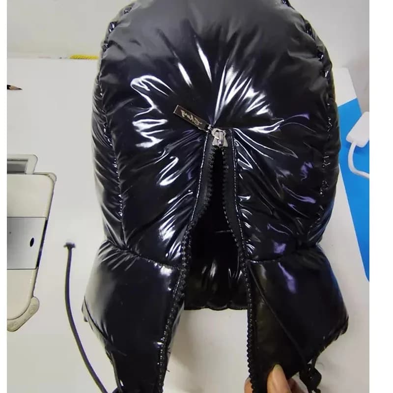 Cappello integrale per adulti, morbido, soffice, lucido, impermeabile, con cappuccio, fissaggio con coulisse, maschera calda ultraleggera, fatta a mano