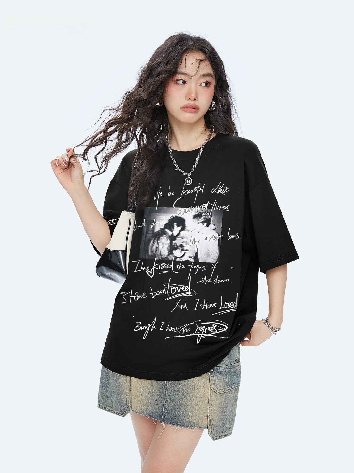 Capricorn American Handwritten Lettering Pure Cotton Short Sleeve T-Shirt Women's Summer New Style Loose Half Sleeve Top