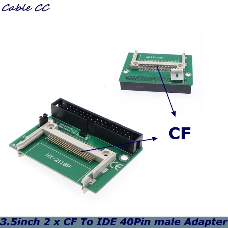 Adattatore da CF a IDE da 3,5 pollici su entrambi i lati, convertitore bootabile da CF a IDE da 40 pin per HDD da 3,5 pollici, connettore maschio