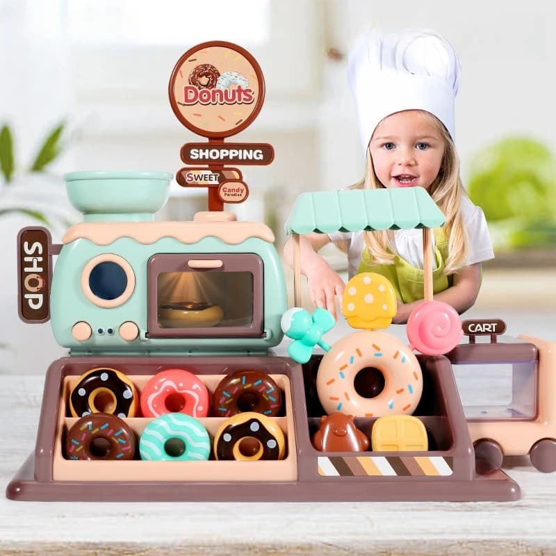 Giocattolo Cucina Finta per Bambini, Negozio di Ciambelle per Ragazzi e Ragazze con Macchina per Ciambelle, Utensili da Cucina Simulati, Giocattoli Educativi per Bambini, Regalo