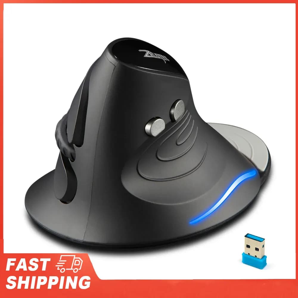 ZELOTES F-17 Mouse ottico ergonomico a 6 tasti Mouse verticale Mouse da gioco wireless da 2,4 GHz con 3 DPI regolabili per PC portatile
