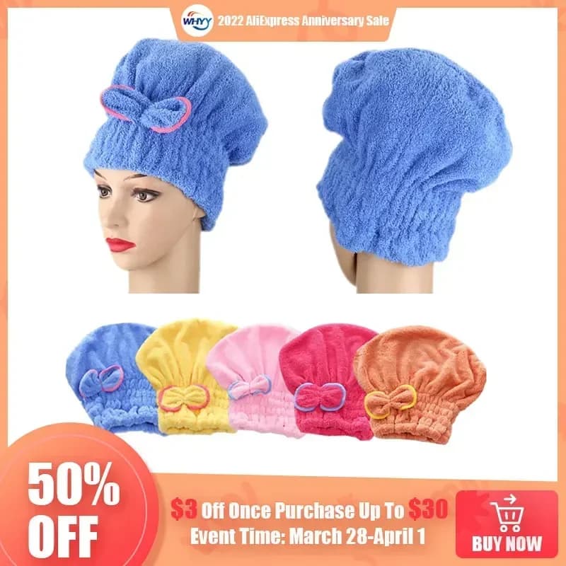 1pc Microfiber Bowknot Wrap Towel Fast Hair Drying Spa Bowknot Wrap Towel Cap for Bathroom Accessories