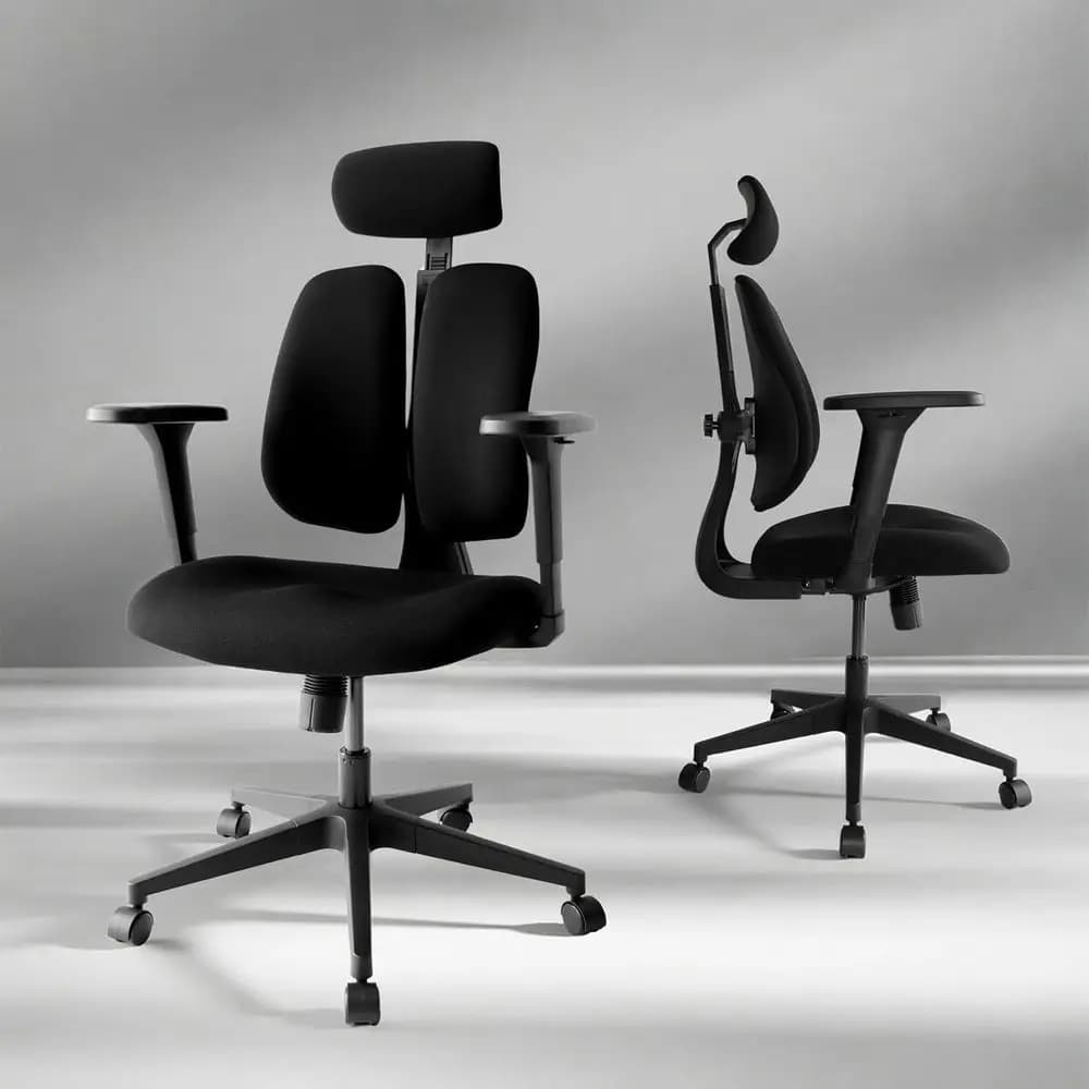 Ergonomic Office Chair with Split Back, Lumbar Support, Thick Seat, 4D Armrests, Swivel High Back for Desk or Home