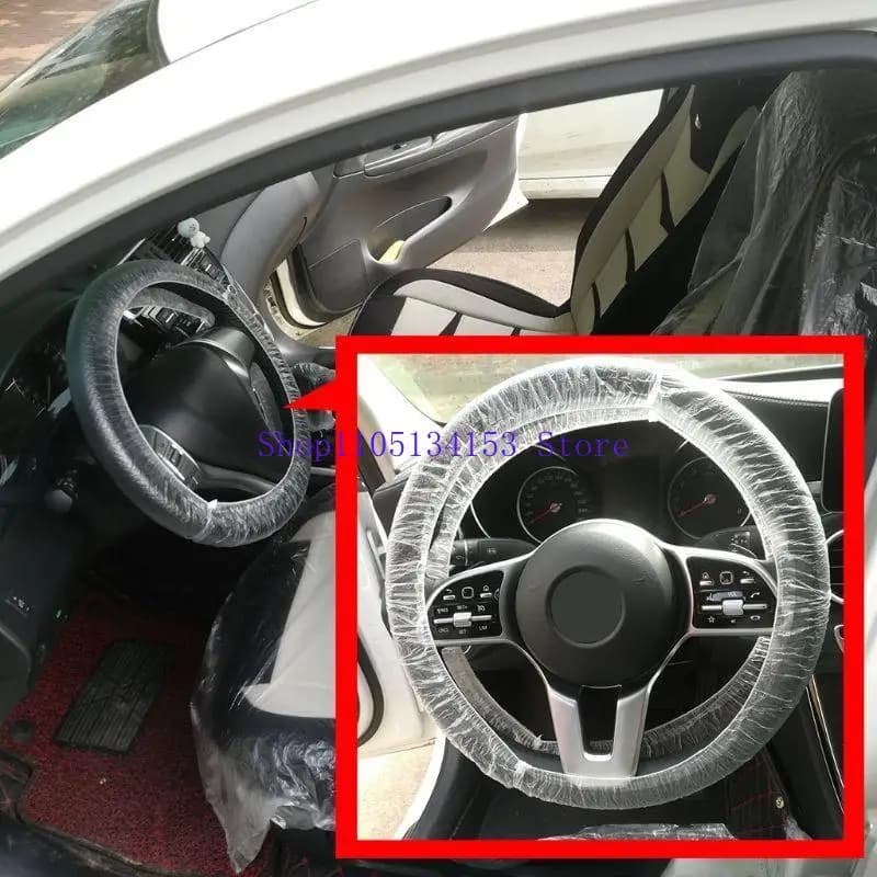 kl23 100 pieces disposable cover for car, plastic steering protection for vehicles