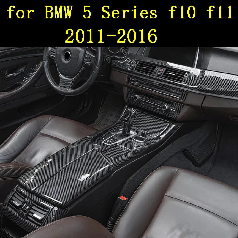 LHD For BMW Series 5 F10 F11 carbon fiber central armrest storage box lid position gears panel decoration car spare parts cover