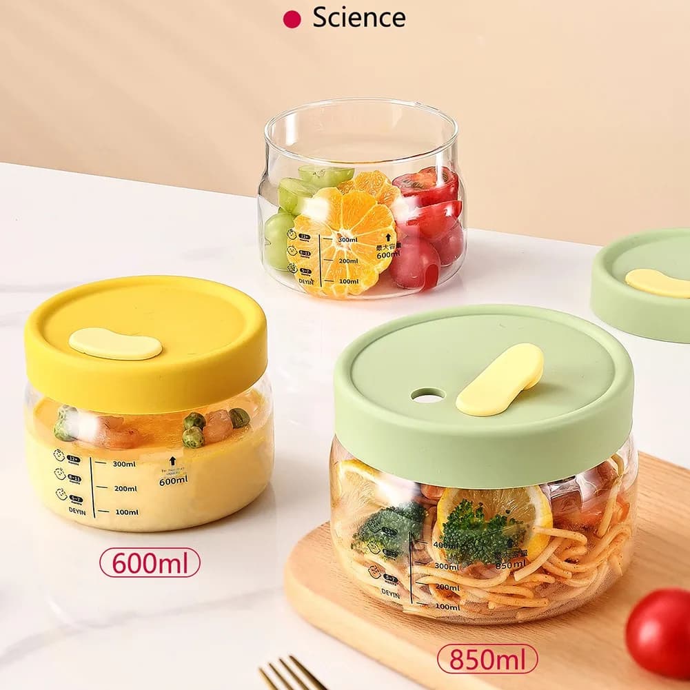 600-850ml Glass Food Storage Container Airtight Leakproof Baby Food Bowl With Scale Microwave Freezer Safe Meal Preps Container