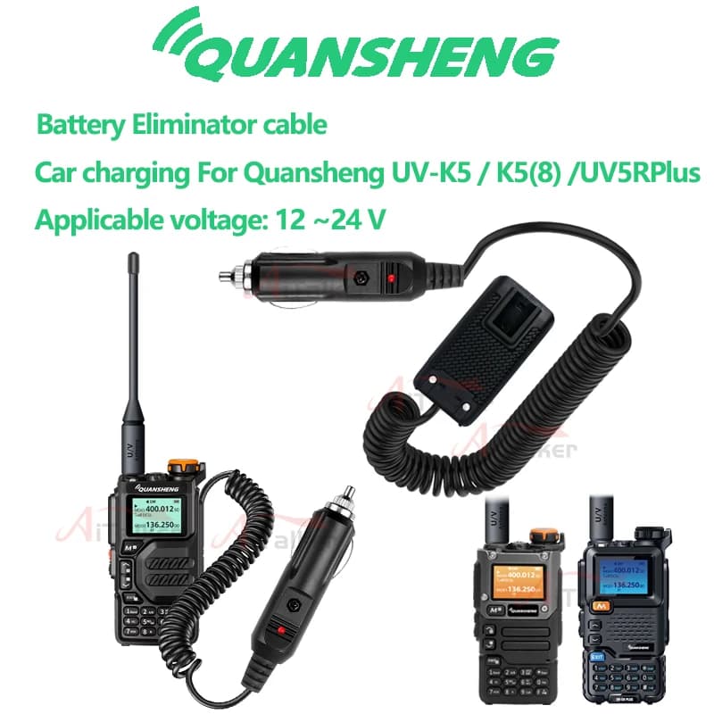 Quansheng UV-K5 UV K5(8) UV-5R PLUS Eliminatore batteria Walkie Talkie Caricabatteria per auto 12V/24v Radio bidirezionale universale BAOFENG UV5R