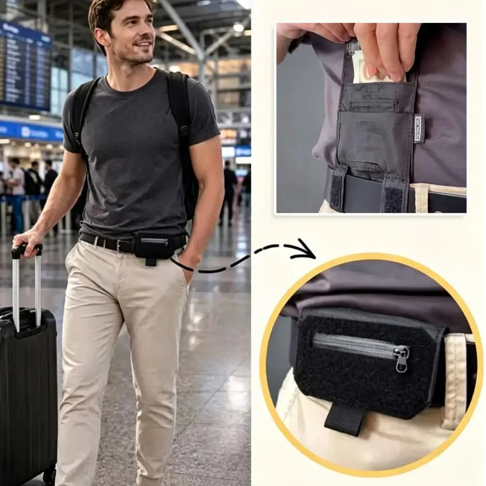 Hidden Travel Waist Pouch, Anti-Theft Money Belt for Cash & Cards, Compact EDC Belt Bag, Tactical Security Wallet