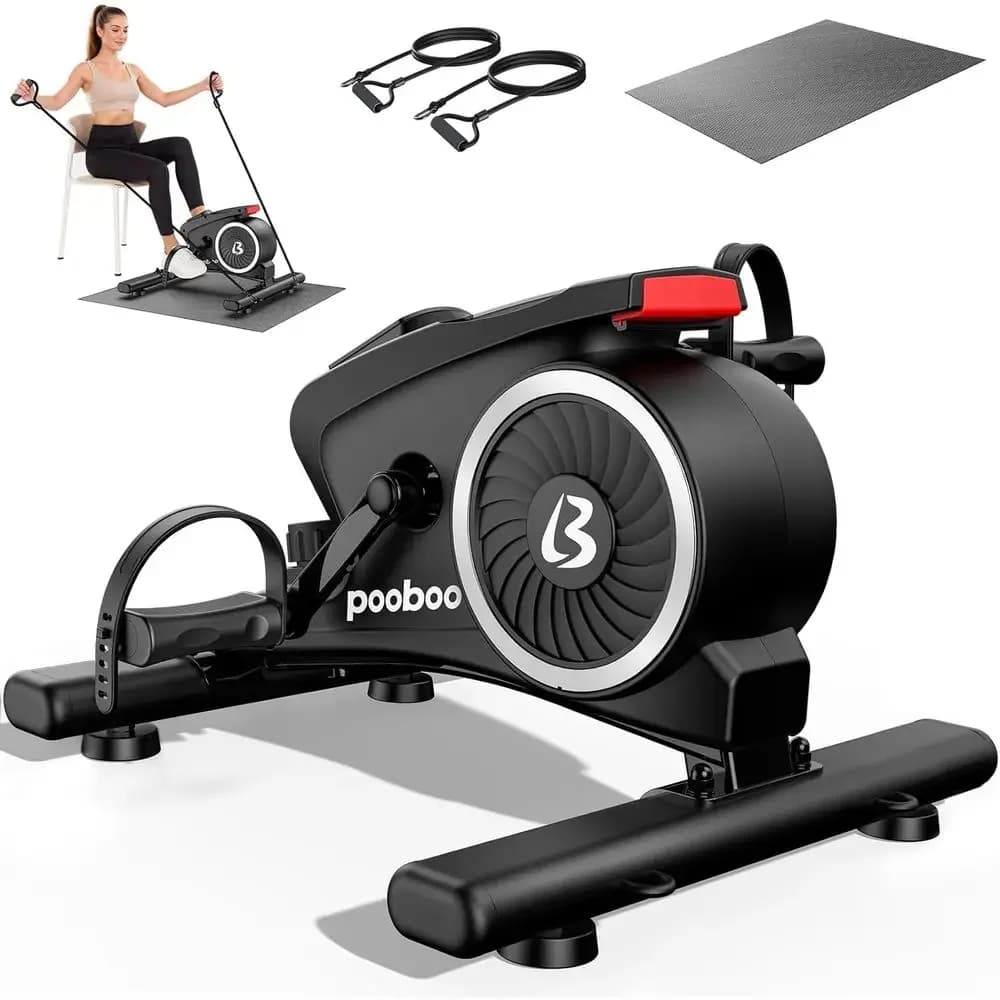 Mini Cyclette Magnetica Silenziosa con 16 Livelli di Resistenza, Allenamento Braccia e Gambe, Fasce e Tappetino per Casa o Ufficio