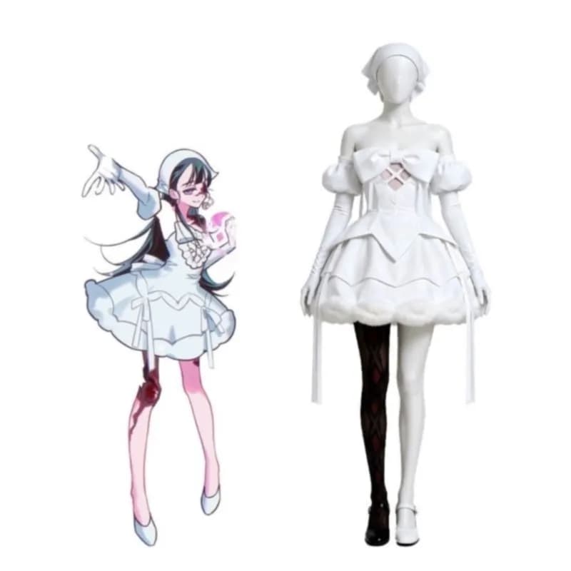 Halloween Clothing WigAnime Alien Stage Zombie State Cosplay Costume Pink Lolita Dress White Bow Idol Stage Costume