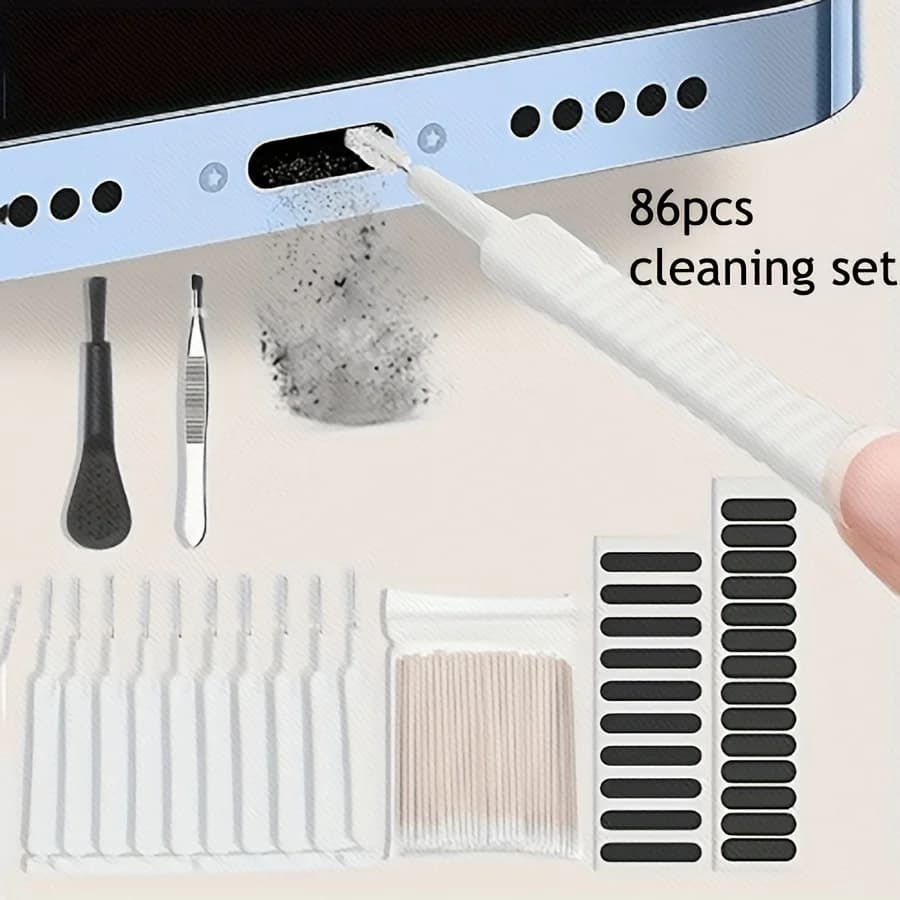 Kit di Pulizia Universale per Telefoni da 86 Pezzi, Spazzola per Rimozione Polvere per iPhone/Samsung/Xiaomi/AirPods Pro, Strumenti per la Pulizia di Altoparlanti e Rete