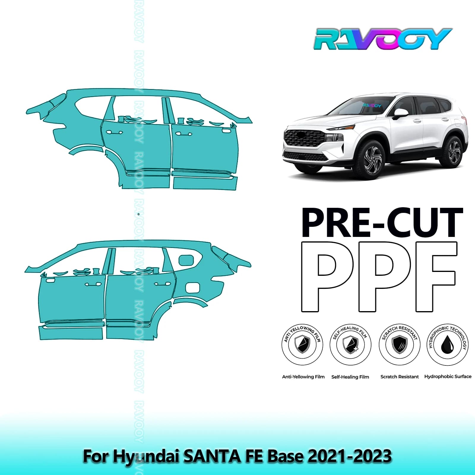 Per Hyundai SANTA FE Base 2021-2023 8.5mil Trasparente Opaco Pre-Cut PPF Porta e Pilastro A/B Kit TPU Pellicola di Protezione Della Vernice Set