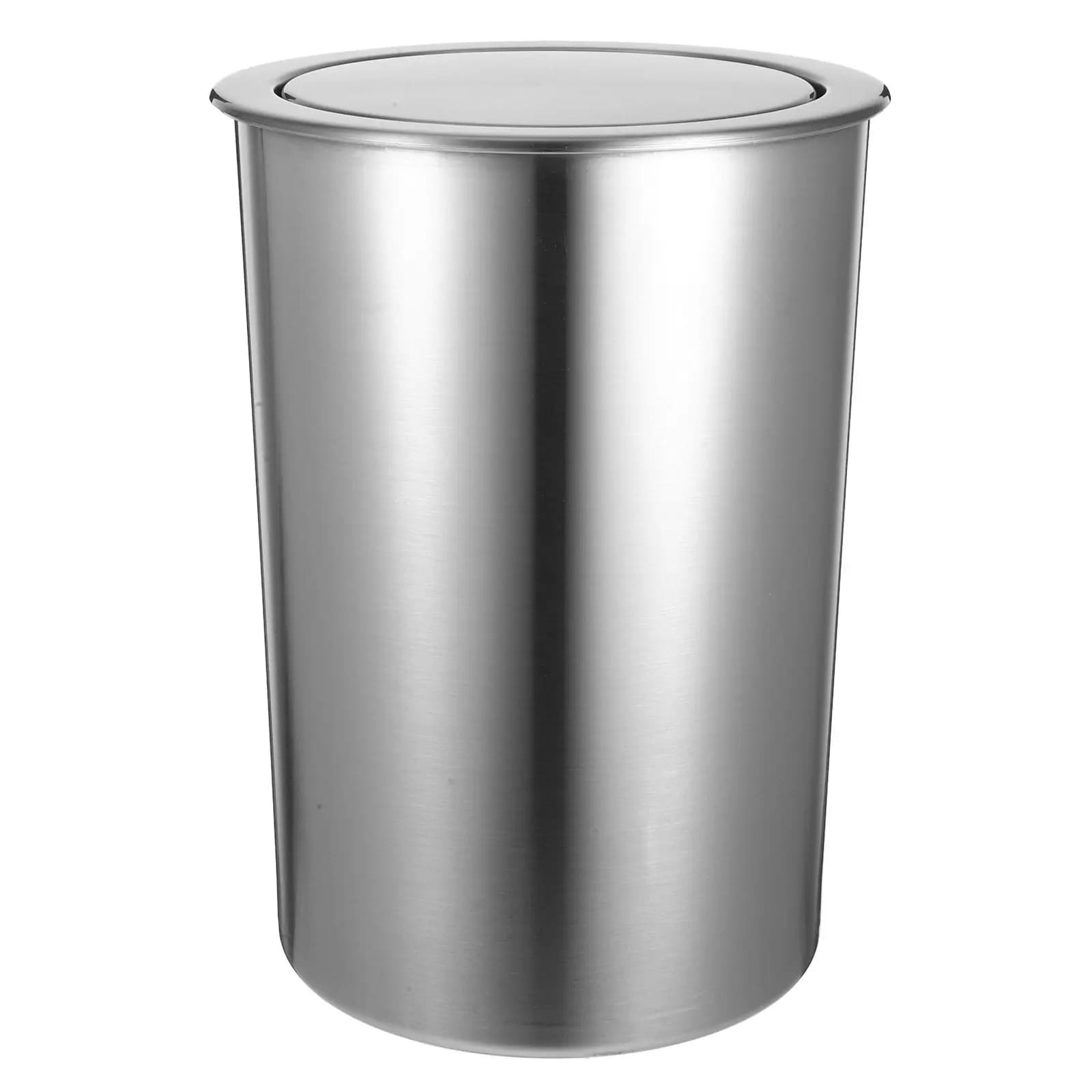 Set di 1 contenitore per rifiuti da incasso in acciaio inossidabile, rotondo, in metallo, per cucina, elegante