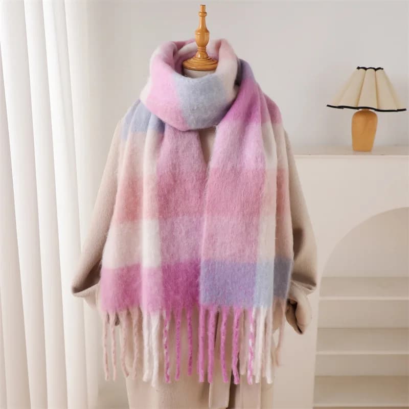 2025 NUOVA Sciarpa scozzese da donna in cashmere di lusso Scialle caldo invernale e avvolgente Bandana Pashmina Nappa lunga Foulard femminile Coperta spessa