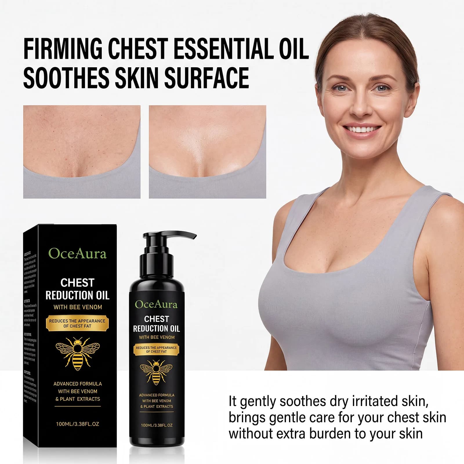 Nourishing Chest Oil Mild Long Lasting Moisturizing Chest Essential Oil Skin Plump Smooth Fast Absorption Non-greasy Daily Care