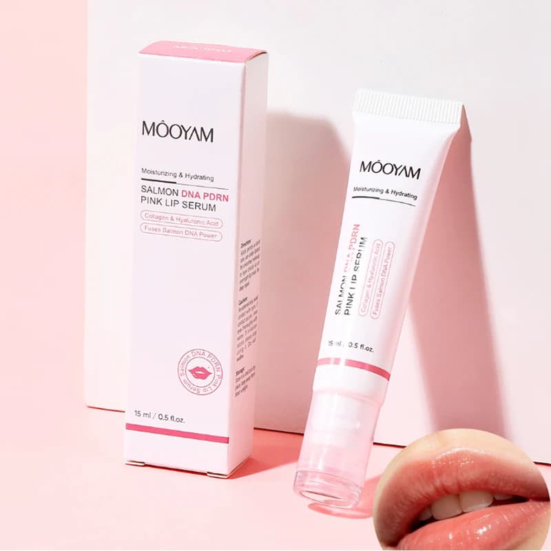 PDRN Salmon Lip Serum 15ml Collagen Hyaluronic Acid Lip Repair Essence Deep Moisturizing Hydrating Reduce Dry Chapped Lip Lines