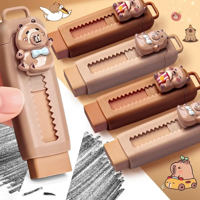 Capybara Gomma push pull Gomma retrattile Forniture da disegno Strumento pulito Forniture scolastiche e per ufficio Cancelleria per bambini in gomma per studenti