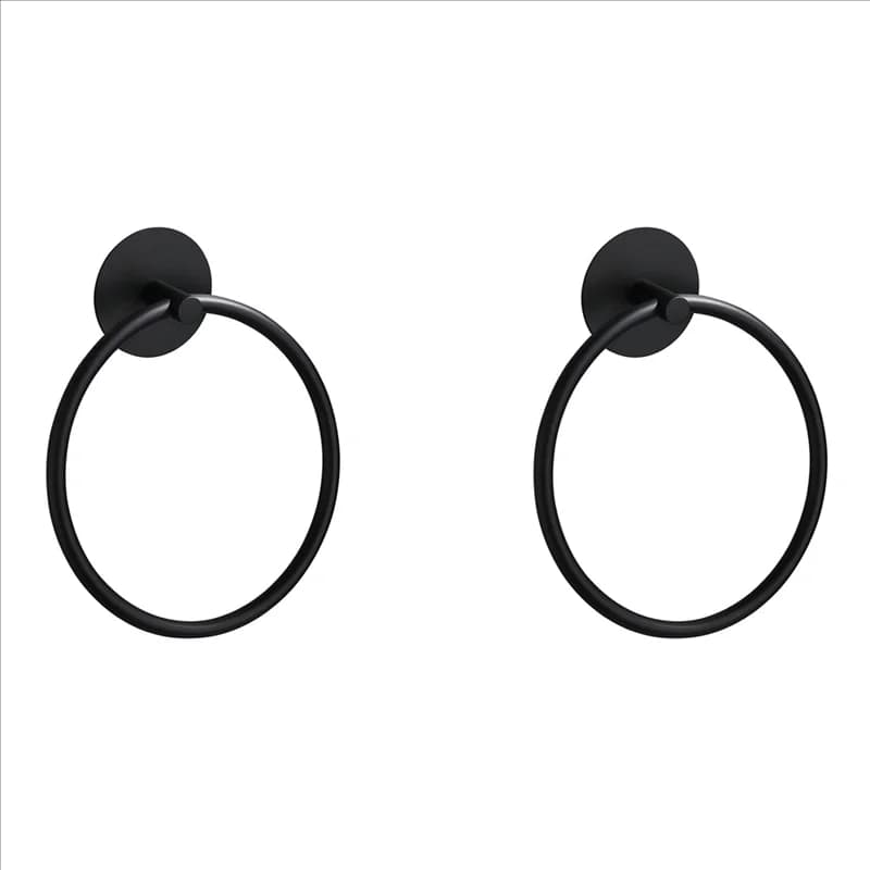 B97A-2X Portasciugamani da bagno con anello portasciugamani da bagno in acciaio inossidabile, portasciugamani adesivo da parete, nero