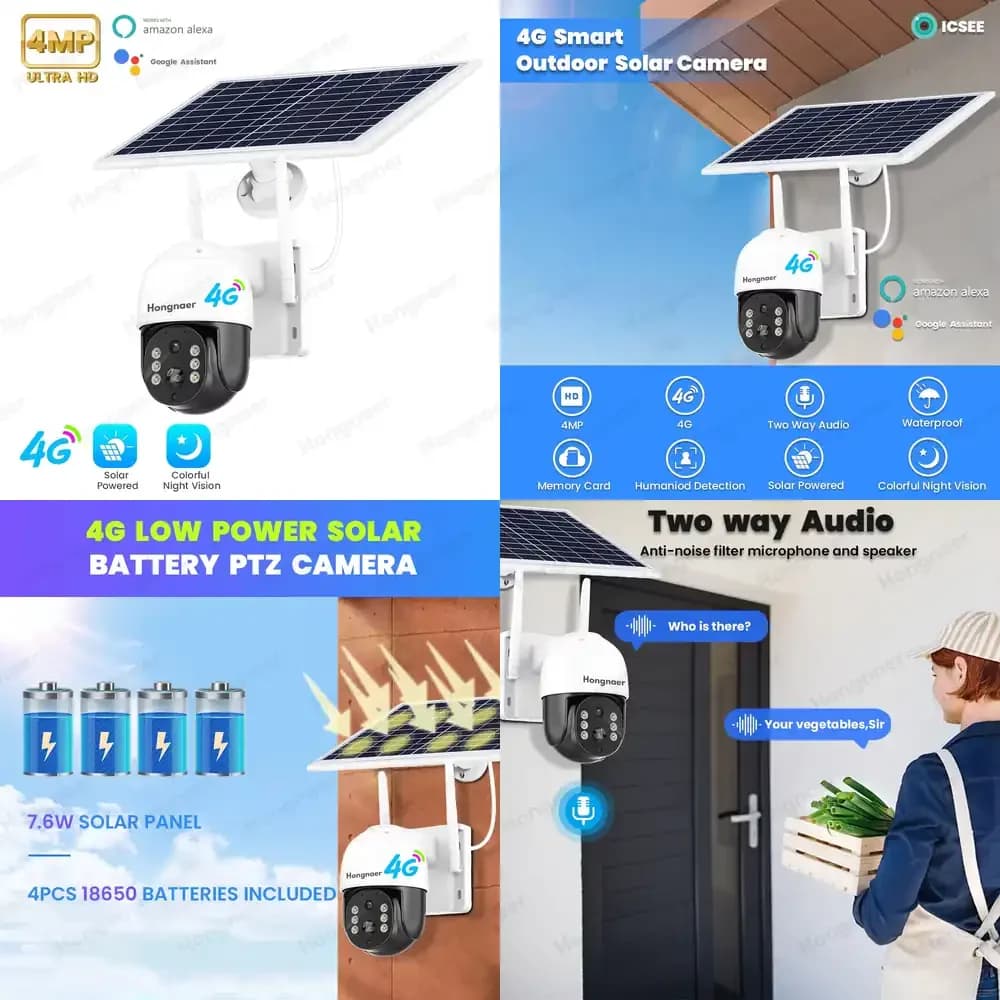 Telecamera di Sicurezza Wireless 4G con Pannello Solare Intelligente, Impermeabile, PTZ, FHD 2K ICSEE EU