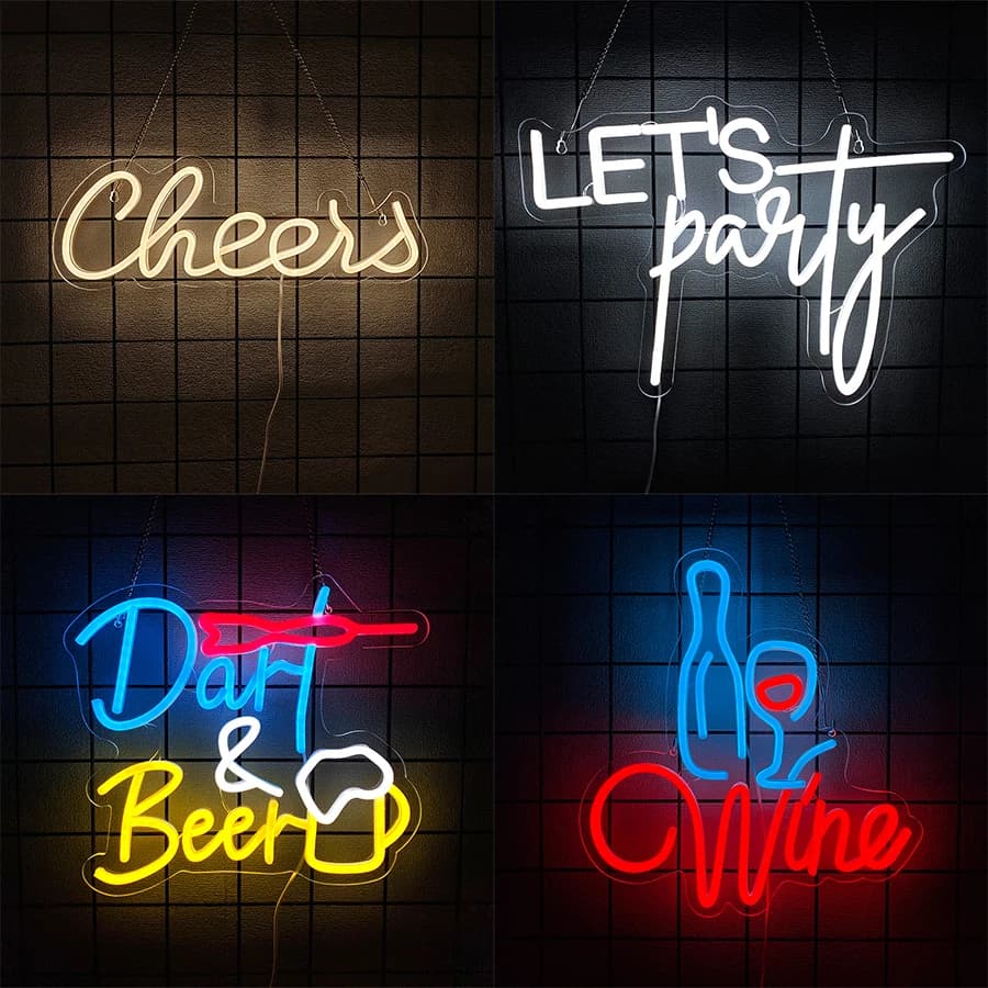 Insegna al neon a LED Dart Beer, icona bottiglia di vino rosso per decorazione da parete, bar, club, ristorante, lampada da parete artistica per feste di compleanno.