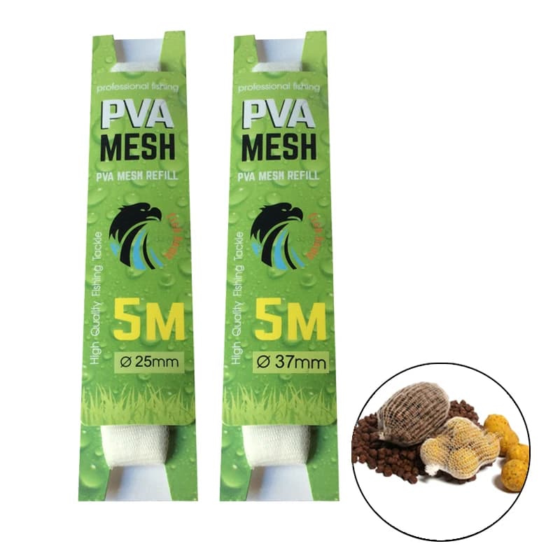 5M PVA Mesh Water-soluble Fishing Nest 25/37MM Environmental Carp Fishing Feeder European Fishing Accessories