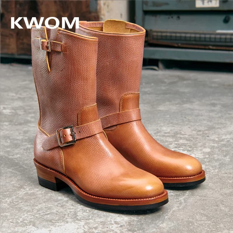 KOWM Pelle bovina Scarpe da trekking abbigliamento da lavoro scarpe goodyear scarpe alla caviglia alla moda sneakers da passeggio Stivali da trekking marroni da uomo Stivali da ingegnere