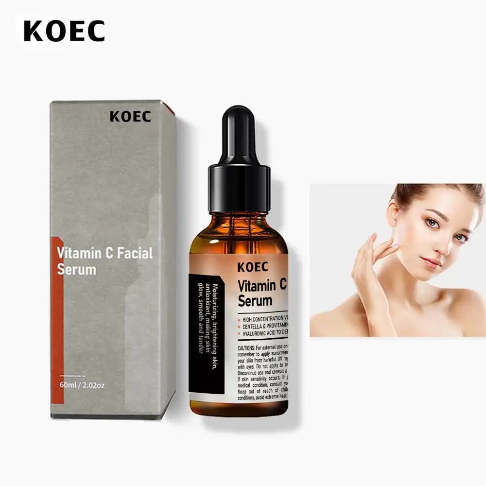 Siero Viso KOEC alla Vitamina C 30ml, Idratante, Antiossidante, Illuminante, Levigante, Nutriente, Delicato sulla Pelle, con Acido Ialuronico