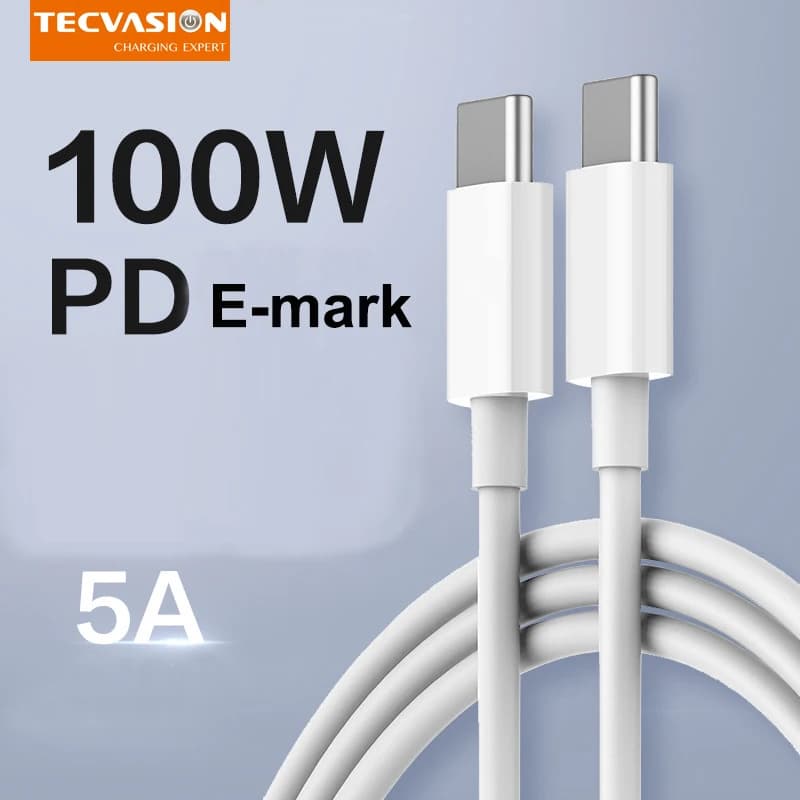 USB C to C 5A PD 100W 2m cable for iPhone iPad Type C to USB Type C Data cable E-Mark for MacBook Pro Huawei Xiaomi Laptop