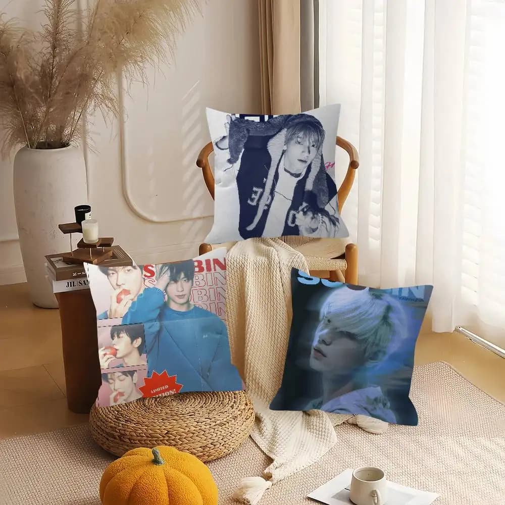 Kpop Group TxT Soobin Office Cushion Pillowcase Car Cushion Cover45X45CM Lumbar Pillowcase Sofa Pillowcover
