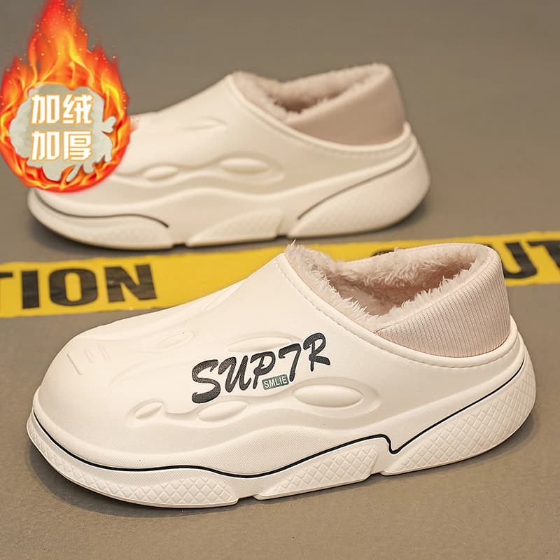 Plush Lined House Slippers Anti Skid Flat Sole Fluffy Cozy Indoor Rest Slides Warm Winter Shoes Adult Men Ladies Daily Home Wear