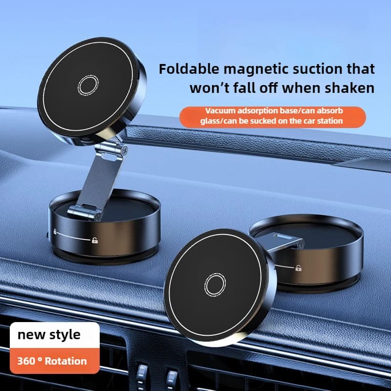 Supporto magnetico per telefono da auto pieghevole 360 ° Adsorbimento del vuoto di rotazione per supporto per telefono per auto con staffa di supporto per navigazione universale per auto