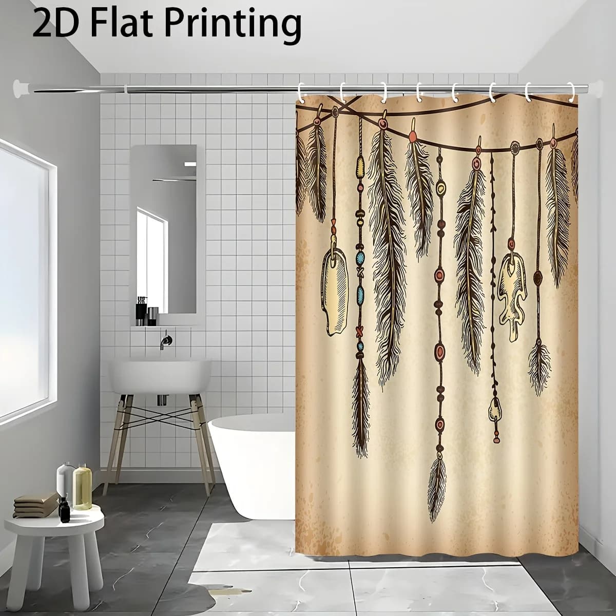 Bohemian Dreamcatcher Shower Curtain Waterproof Boho Tapestry Bathroom Decor Feathers Liner Shower Screen 180x180cm
