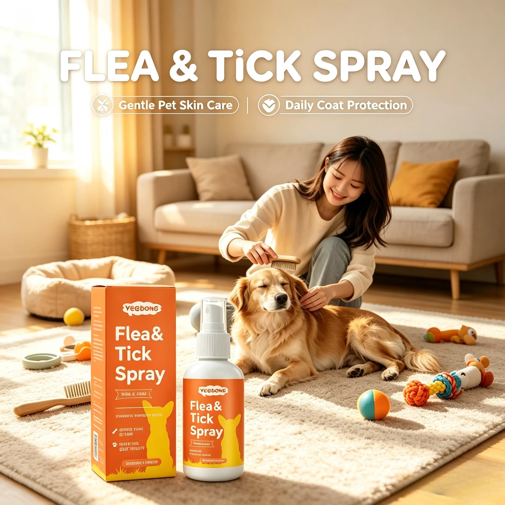 Dog Skin Care Spray Mild Clean Protection Flea Tick Treatment Pet Spray Stop Biting Licking Outdoor Wound Sooth Pet Daily Care
