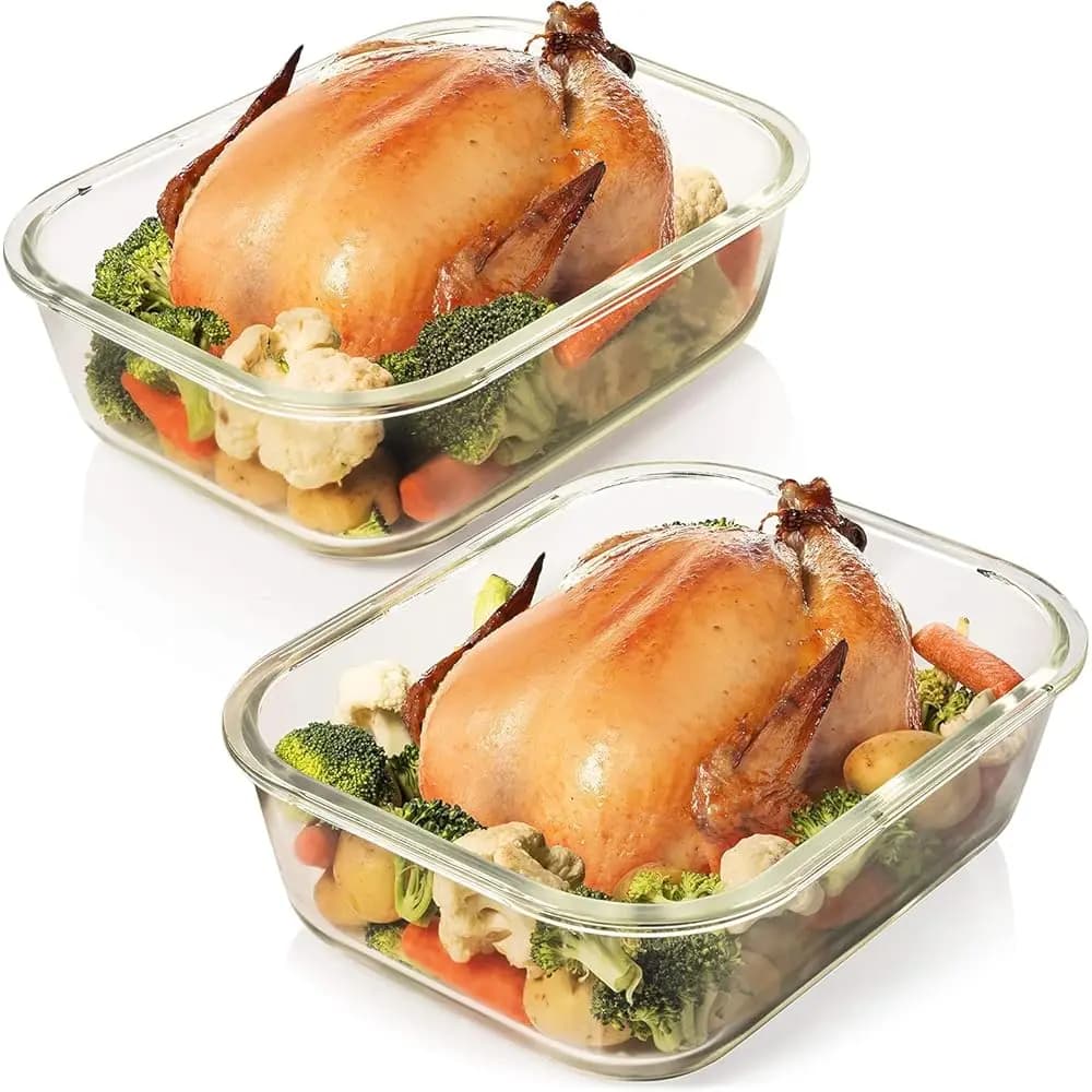 Set di 4 Contenitori in Vetro per Alimenti da 10 Tazze/80 Oz (Set di 2) con Coperchi Ermetici - Per Conservare e Servire Cibo Senza BPA