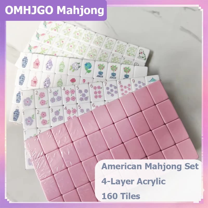 Set Mahjong Americano da 160 Tessere in Acrilico a 4 Strati, Portatile per Viaggi e Feste in Famiglia, Regalo Sorpresa
