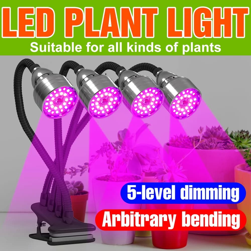 Lampada LED USB a Spettro Completo per Piante, Luce da Tavolo per Coltivazione Indoor 5V, Sistema Idroponico per Serre, Illuminazione per Fiori, Semi e Verdure