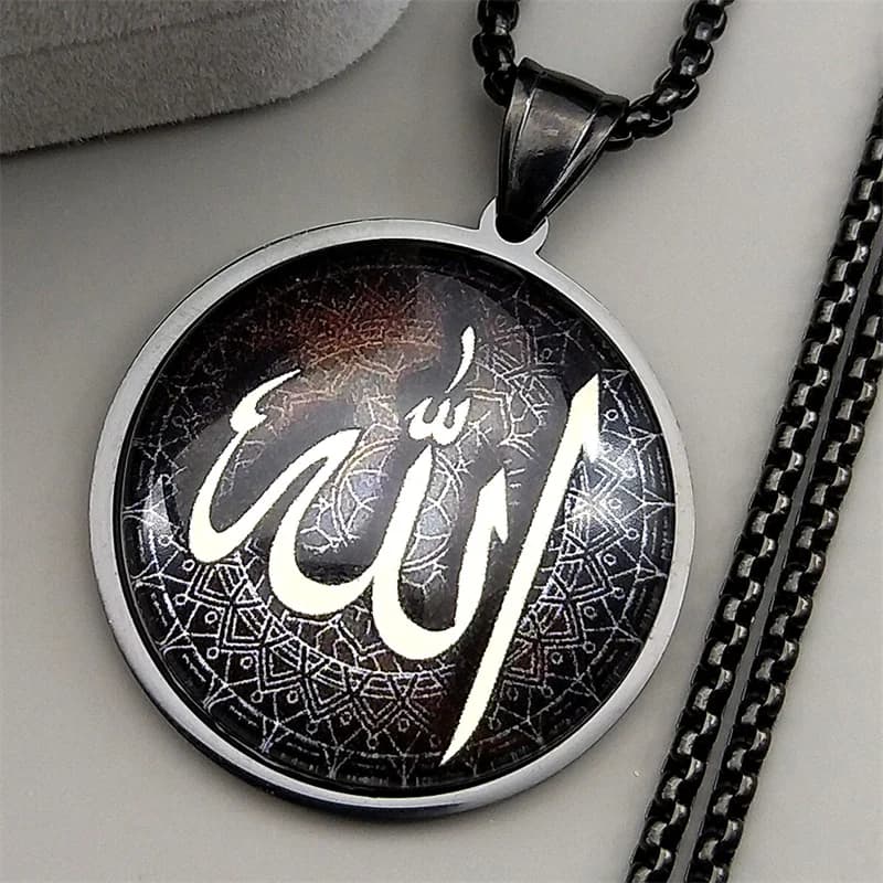 Collana con ciondolo Dio Allah con lettera araba musulmana islamica per uomo donna regalo di gioielli con collane amuleto color oro in acciaio inossidabile
