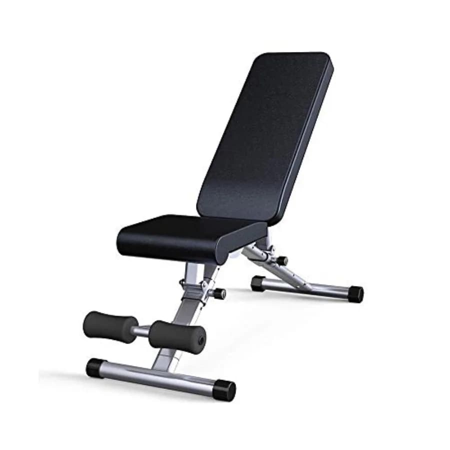 Panca Pesi Pieghevole Multifunzione per Fitness, Addominali e Crunch, con Supporto per Manubri, Telaio in Acciaio Nero
