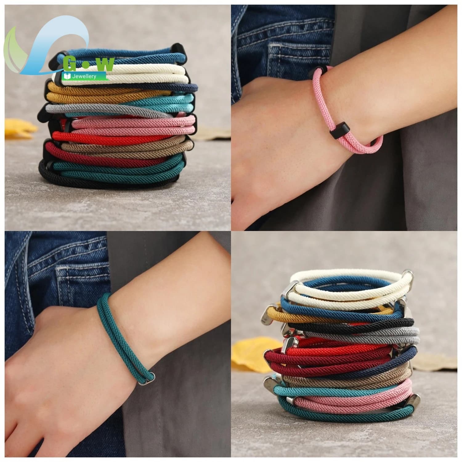 2025 Nuovi braccialetti per coppia Set - Braccialetti con doppia chiusura regolabile in corda intrecciata fatta a mano per uomo Donna Boho Doppi anelli Regalo d'amore