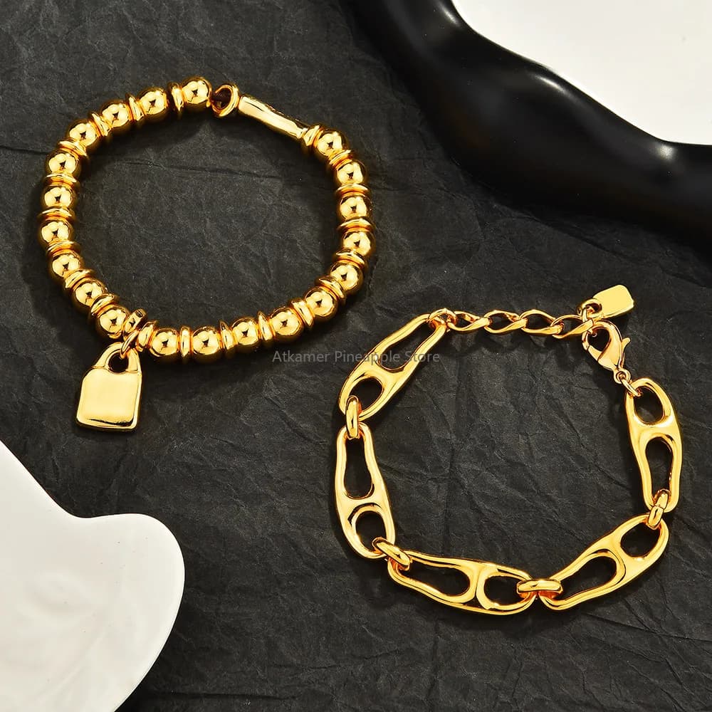 Bracciale con perline artigianale spagnolo DY, accessorio in acciaio inossidabile, braccialetto con chiusura piccola a forma di cuore, braccialetto con perline solide